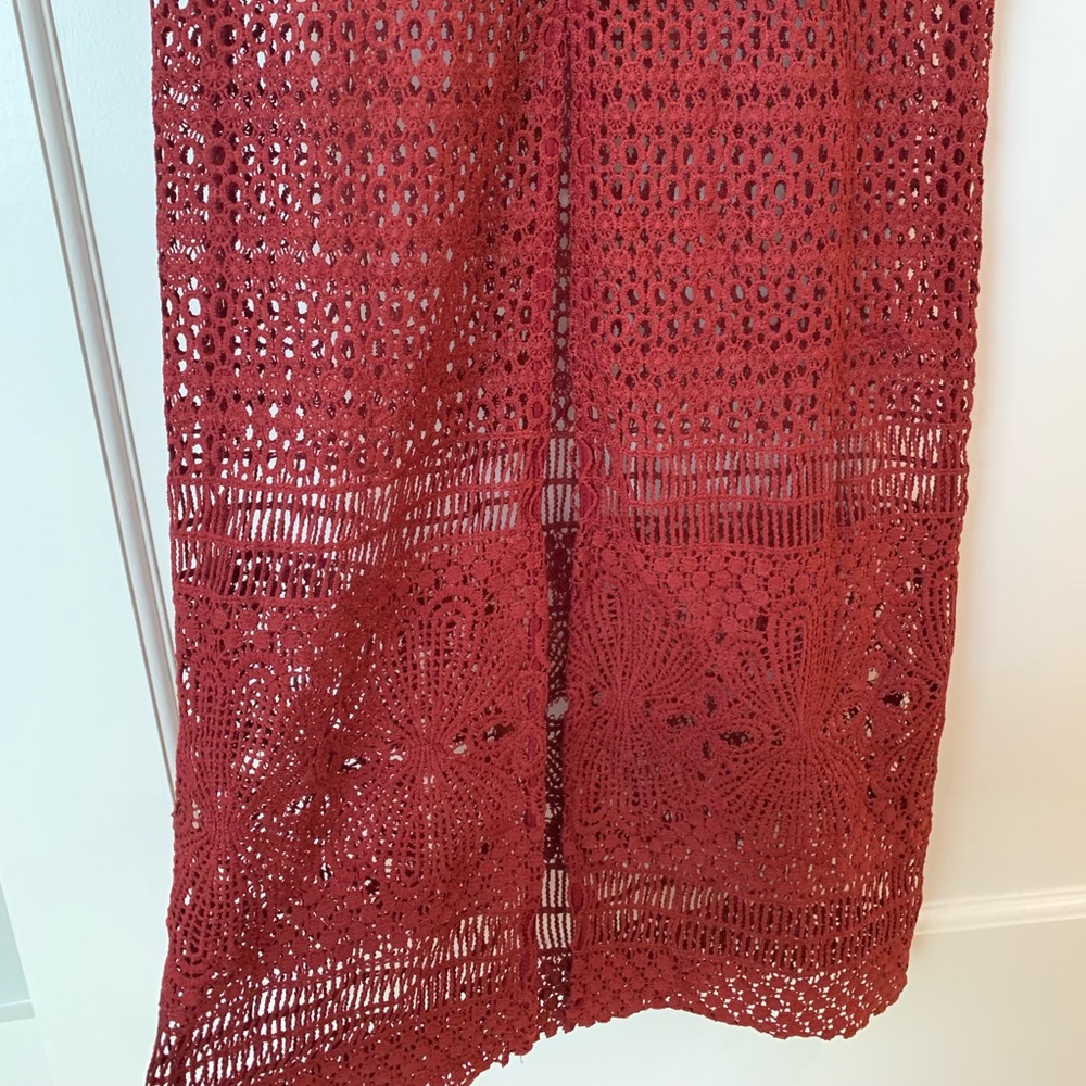 Lulus EUC XS red maxi lace overlay dress - Picture 9 of 13